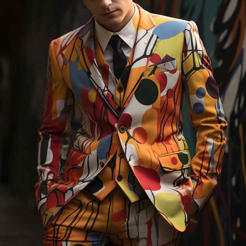 ジャケット メンズ 男性用 3Dデジタルプリント 総柄 シャイニー 光沢 キラキラ パーティー イベント ス..