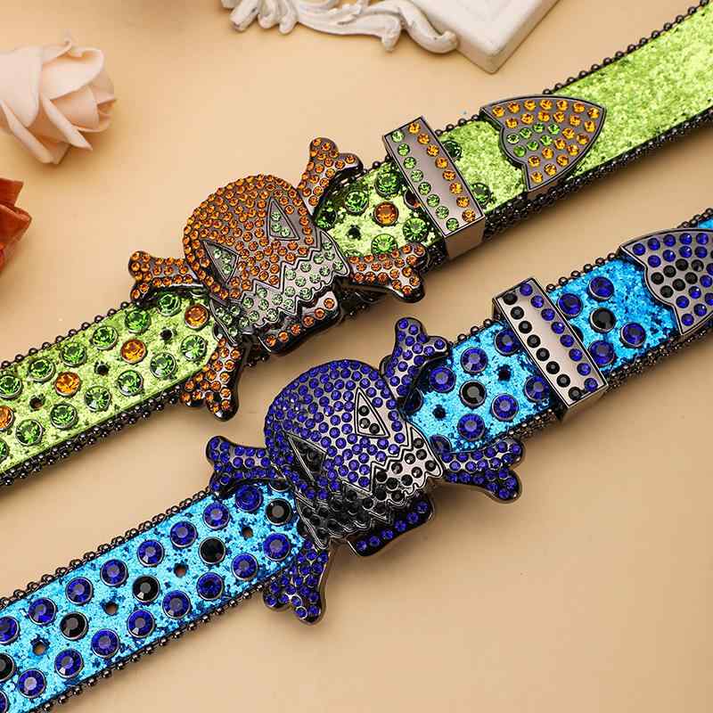 ベルト レディース ヒップホップ パンク 二次元 サブカルチャー ストリート系 ラインストーン 装飾 個性的 ウエストベルト PUレザー 合金 ピンバックル ファッション小物