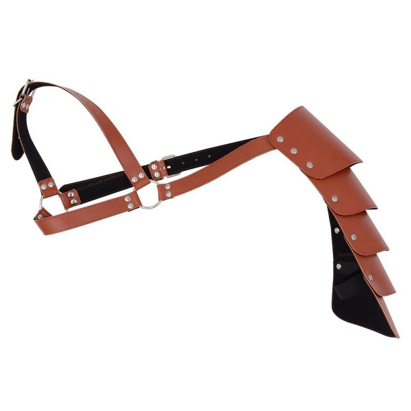 甲冑 中世 ルネサンス 欧米風 ファンタジー レザー 革製 ショルダーアーマー 肩当て 大人用 コスプレ 仮装 衣装 ブラック ブラウン