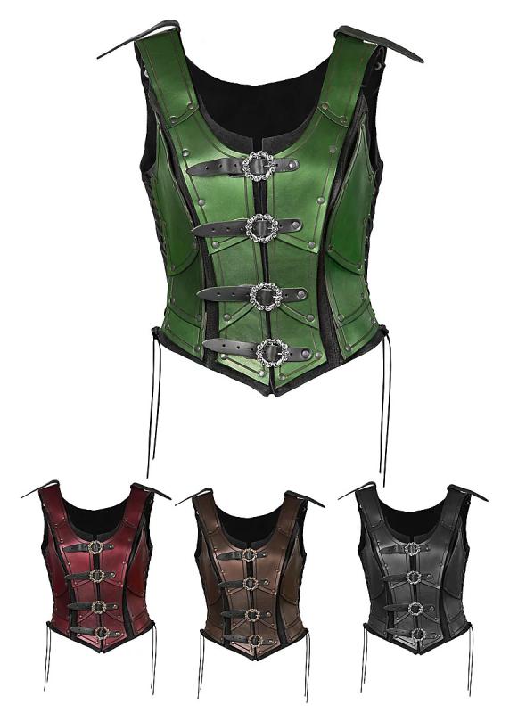 コスプレ メンズ 大人用 中世 ルネサンス 欧米風 戦士 騎士 甲冑 レザーアーマー 革鎧 PUレザー 本格的 ヴィンテージ ハロウィン イベント 舞台衣装 仮...