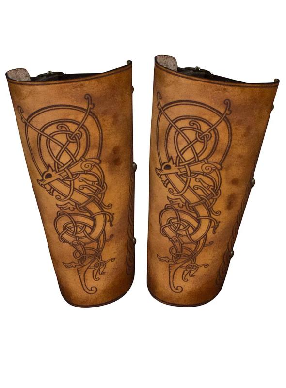 アームガード ヴァイキング 中世 ルネサンス 欧米風 レトロ ファンタジー コスプレ イベント 舞台衣装 革製 レザー プロテクター 重厚感 アースカラー