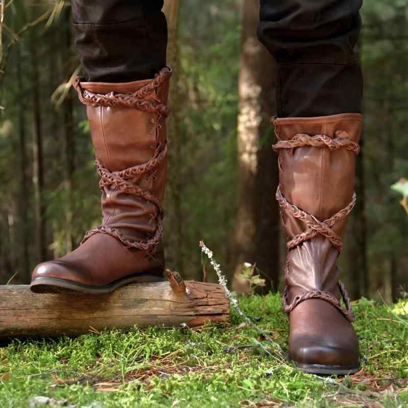 ブーツ メンズ 大きいサイズ 欧米風 レトロ 中世 ルネサンス スタイル ポインテッドトゥ ミドルヒール ..