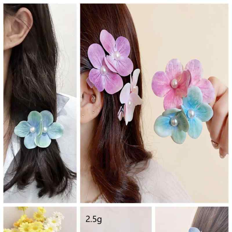 ヘアクリップ レディース バンスクリップ 森ガール風 ナチュラル 造花 花びら フラワーモチーフ ドリーミー スイート フェミニン 手作り 布製 リゾート お出...