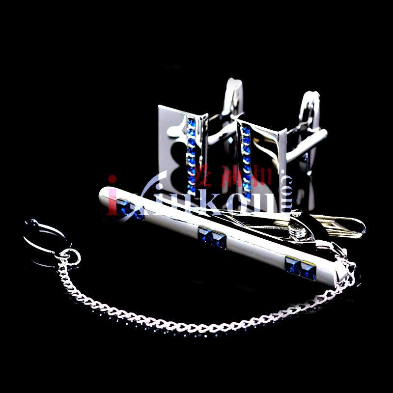 タイピン カフス セット メンズ 銅製 紺色 クリスタル ブルー ジルコニア 矢印型 電気メッキ加工 フォーマル ビジネス 結婚式 パーティー 披露宴 スーツアクセサリー(x2)