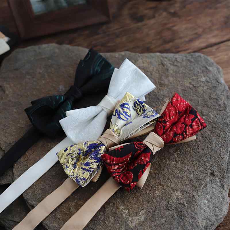 蝶ネクタイ メンズ 紳士用 レトロ クラシック ダブルレイヤー ハンドメイド フレンチスタイル 高級感 ポリエステル 宴会 パーティー 結婚式 ウェディング 新郎 司会者 フォーマル ボウタイ(4)