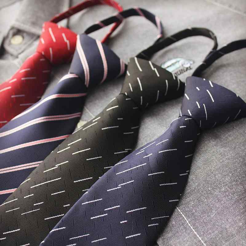 ネクタイ メンズ ワンタッチ ジッパー式 簡単装着 ポリエステル ストライプ柄 フォーマル ビジネス オフィス 結婚式 ブライダル 仕事用 学生用 面接 剣先