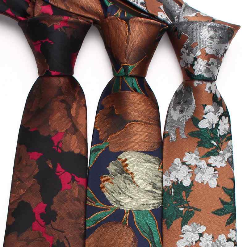 ネクタイ 男女兼用 結婚式 パーティー 披露宴 イベント 細身 スリム ナロータイ 花柄 フラワーデザイン 韓国風 個性的 ポリエステル ビジネス カジュアル フォーマル 普段使い 7cm幅