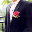 コサージュ ウェディング 造花 ローズ アートフラワー 新郎新婦 ブートニア 結婚式 披露宴 フォーマル パーティー ゲスト用 韓国風 欧米風 赤 ピンク 白 上品 華やか(x2)