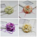 コサージュ パール カメリア 造花 結婚式 卒業式 リストコサージュ ブートニア 胸元コサージュ ブライズメイド 参列者 サテンリボン 多色展開 クリーム シャンパン パープル ライトピンク