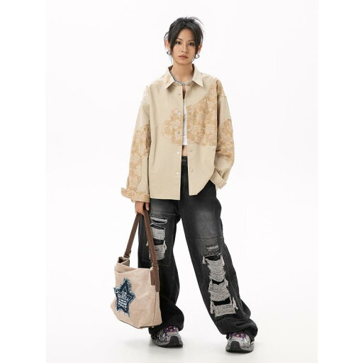 シャツ メンズ 男性用 秋冬 レトロ ストリート ダメージ加工 ジャカード 切り替え カジュアル 長袖 ビッグシルエット 綿混 防シワ 吸湿速乾 普段使い デイリー イエロー ダークグレー シャツ メンズ 男性用 秋冬 レトロ ストリート ダメージ加工 ジャカード 切り替え カジュアル 長袖 ビッグシルエット 綿混 防シワ 吸湿速乾 普段使い デイリー イエロー ダークグレー