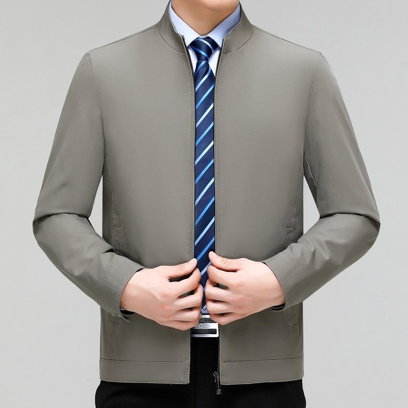 ジャケット メンズ ミドルエイジ 紳士 ビジネス カジュアル オフィスカジュアル 通勤 普段使い スタンドカラー 立ち襟 綿100% コットン素材 通気性 耐摩耗性 しわになりにくい ゆったり リラックスフィット 秋冬 アウター ブルゾン