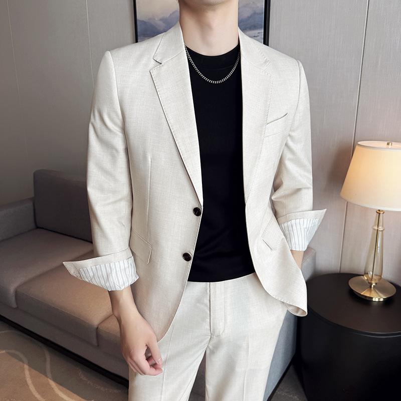 スーツ メンズ ビジネス カジュアル 通勤 オフィス パーティ セットアップ ウール 再生繊維 ポリエステ..