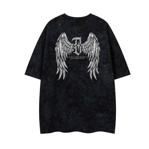 Tシャツ メンズ 男性用 春夏 アメリカンレトロ ストリート トレンド コットン 綿100% ゆったり ビッグシルエット クルーネック 半袖 ドロップショルダー 翼 星柄 プリント 通気性 吸湿速乾 デイリーユース 普段使い カジュアル グレー ブラック Tシャツ メンズ 男性用 春夏 アメリカンレトロ ストリート トレンド コットン 綿100% ゆったり ビッグシルエット クルーネック 半袖 ドロップショルダー 翼 星柄 プリント 通気性 吸湿速乾 デイリーユース 普段使い カジュアル グレー ブラック