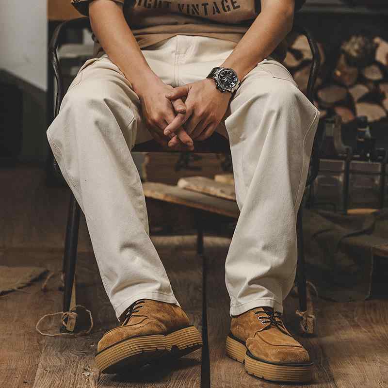 デニムパンツ メンズ アメカジ ワークパンツ 春秋 ブラック ルーズストレート コットン カーゴポケット マルチポケット ロング丈 カジュアルスタイル ミッドライズ 普段使い