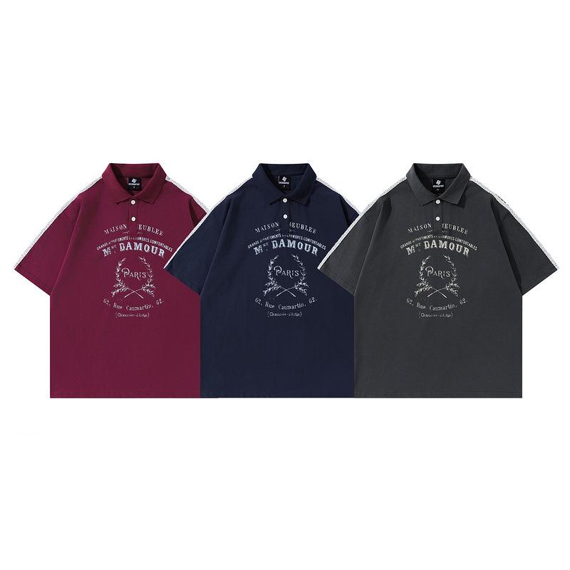 ポロシャツ メンズ ゆったり ルーズ 半袖 レトロ 個性的 クリエイティブ カジュアル ストリート 普段使..