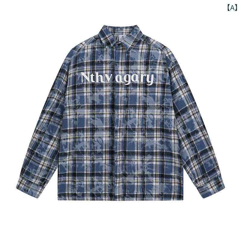 シャツ メンズ レディース 男女兼用 カップル スクール 長袖 チェック柄 プリント 薄手 レトロ ヴィンテージ ストリート ゆったり ビッグシルエット 羽織り アイロン不要 綿混 トップス 春夏