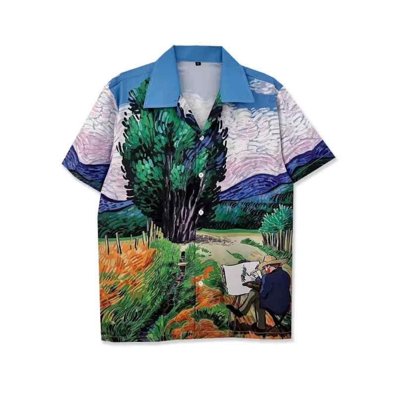・カテゴリ: シャツ・主な素材: ポリエステル100%・機能: しわ防止・生地密度: 120番手・スタイル: レトロ・デザイン: 開襟シャツ・フィット: ルーズ・襟型: 襟付き・袖丈: 半袖・柄: 風景・厚さ: 薄手・デザイン詳細: プリント・対象: 若者・着用シーン: ビーチ・サイズ展開: M, L, XL, XXL・加工: デジタルプリント・対象年齢: 大人・性別: 男性