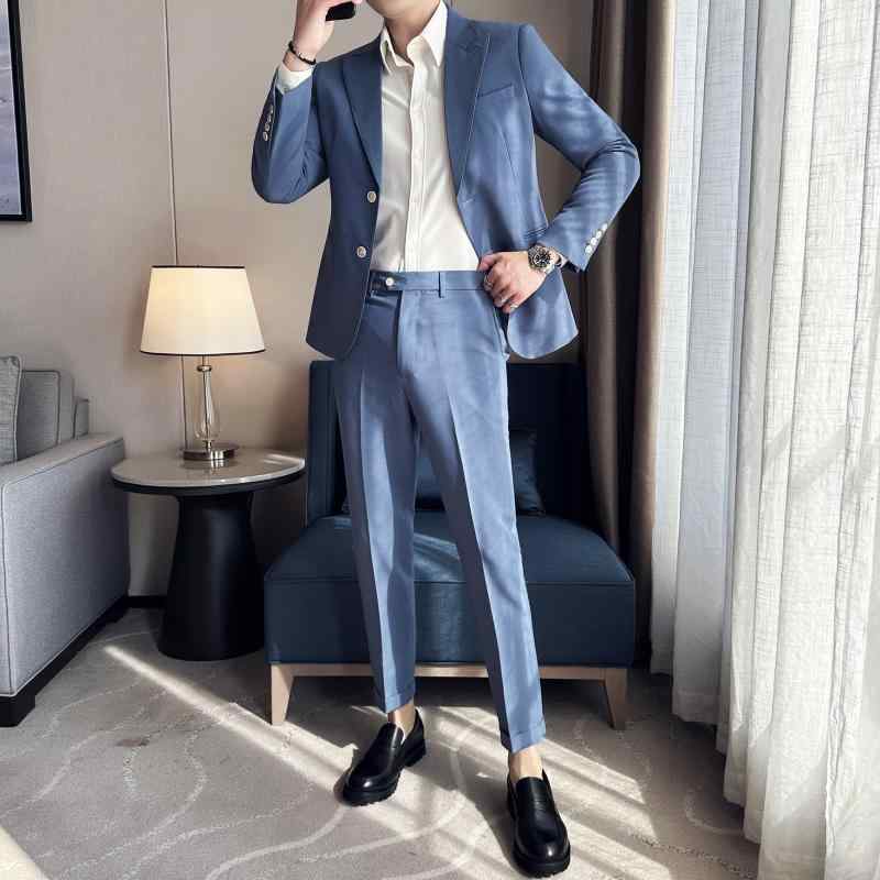 メンズ スーツ 男性用 結婚式 新郎 フォーマル 礼服 披露宴 二次会 パーティー セレモニー ビジネス 高級感 スタイリッシュ スリムフィット 2点セット