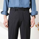 スラックス メンズ 男性用 春夏 ビジネス カジュアル ストレート クロップド丈 アンクル丈 ストライプ柄 高品質 ドレープ感 ポリエステル ストレッチ 形態安定 ノーアイロン 通勤 オフィス