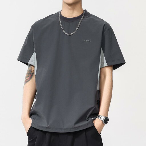 Tシャツ メンズ 男性 高級感 アメリカンスタイル 速乾 ストレッチ 伸縮性 切り替え 半袖 接触冷感 抗菌 丸首 ルーズフィット スポーツ カジュアル 夏 トップス Tシャツ メンズ 男性 高級感 アメリカンスタイル 速乾 ストレッチ 伸縮性 切り替え 半袖 接触冷感 抗菌 丸首 ルーズフィット スポーツ カジュアル 夏 トップス
