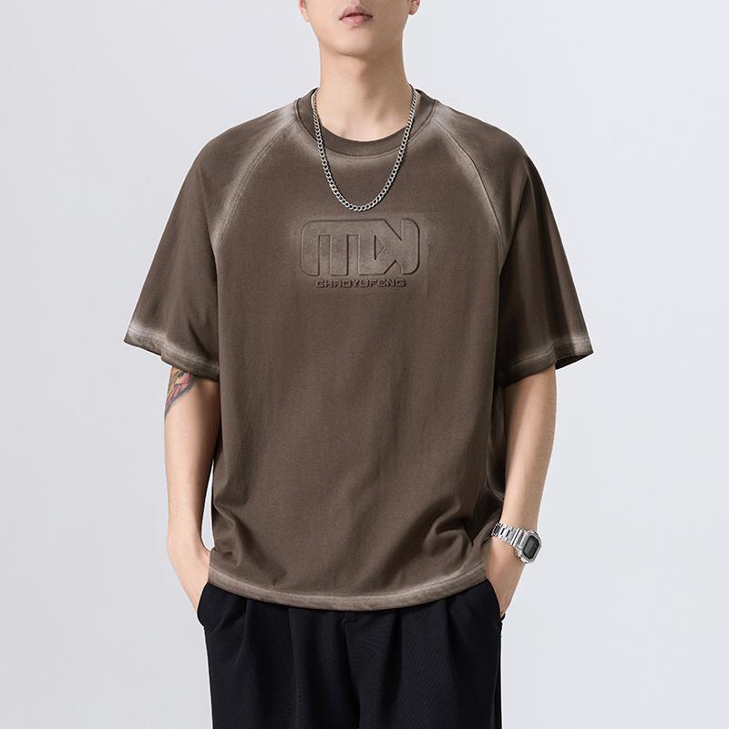 Tシャツ メンズ メラード レトロ アメカジ 酵素洗い ヘビーウェイト 綿100% 吸湿速乾 クルーネック 半..