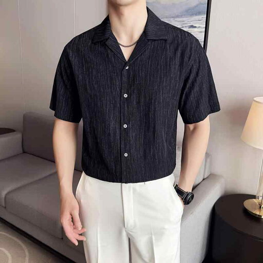 シャツ メンズ 半袖 襟付き 春夏 カジュアル トレンド ストライプ柄 ポリエステル混紡 高級感 防シワ加工 洗濯可能 日常使い シャツ メンズ 半袖 襟付き 春夏 カジュアル トレンド ストライプ柄 ポリエステル混紡 高級感 防シワ加工 洗濯可能 日常使い