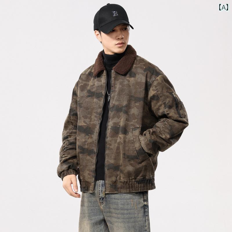 ジャケット メンズ 冬用 迷彩柄 ボアライナー 厚手 綿 中綿 アメカジ ゆったり ルーズフィット ワークジャケット アウトドア カジュアル 防寒 耐摩耗性 アウター