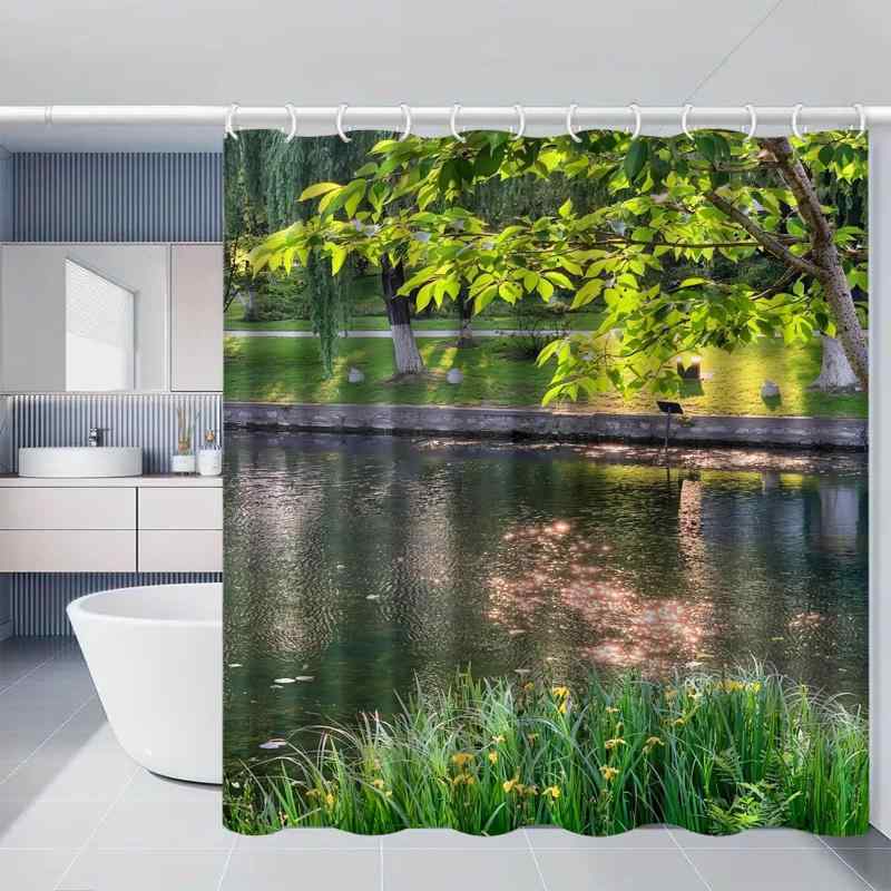 シャワーカーテン 防水 厚手 3D デジタルプリント ポリエステル モダン シンプル 浴室 間仕切り 目隠し バスルーム お風呂 防カビ