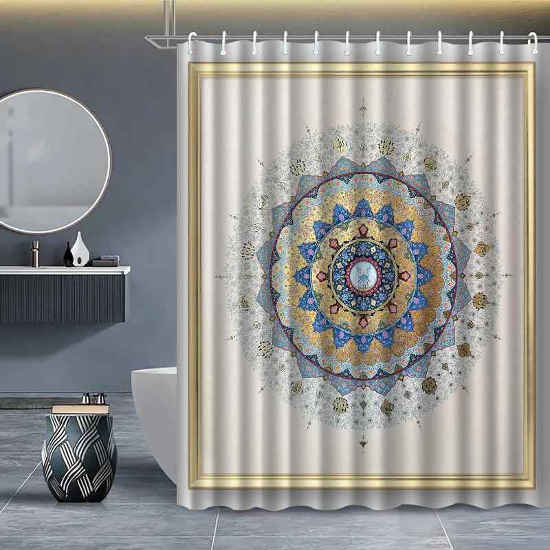 シャワーカーテン 厚手 デジタルプリント 防水 防カビ 撥水 抗菌 バスルーム ユニットバス用 穴開け不要 突っ張り棒式 目隠し 間仕切り ポリエステル製