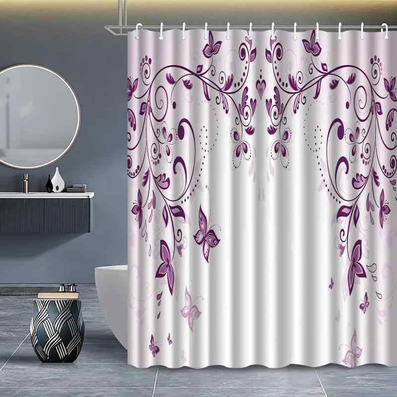 シャワーカーテン デジタルプリント 厚手 ポリエステル製 防水 撥水 防カビ 浴室 バスルーム用 穴あけ不要 突っ張り棒式 モダン シンプル