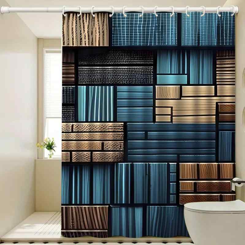 シャワーカーテン デジタルプリント 撥水加工 おしゃれ モダン シンプル ポリエステル製 つっぱり棒対応 浴室用 デザイン柄