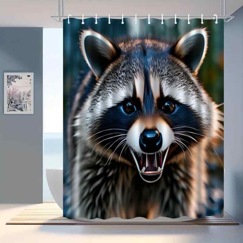 シャワーカーテン かわいい アライグマ 動物柄 デジタル印刷 防水 バスルーム トイレ 洗面所 間仕切り 目隠し ポリエステル