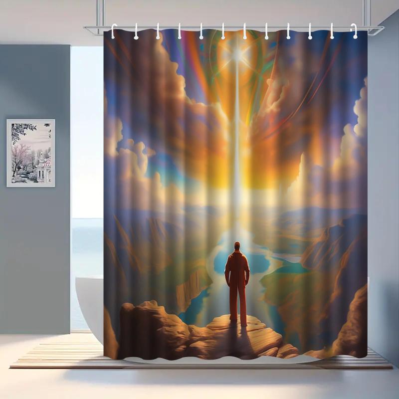 シャワーカーテン 空柄 スカイ柄 雲柄 星空柄 デジタルプリント 防水 防カビ ポリエステル製 浴室 バス..