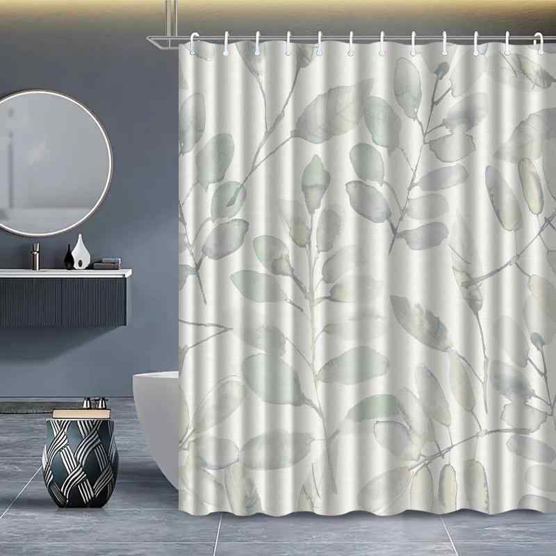 シャワーカーテン ポリエステル製 防水 撥水 花柄 植物柄 ボタニカル柄 3Dデジタルプリント 立体プリント 浴室 バスルーム 目隠し 間仕切り