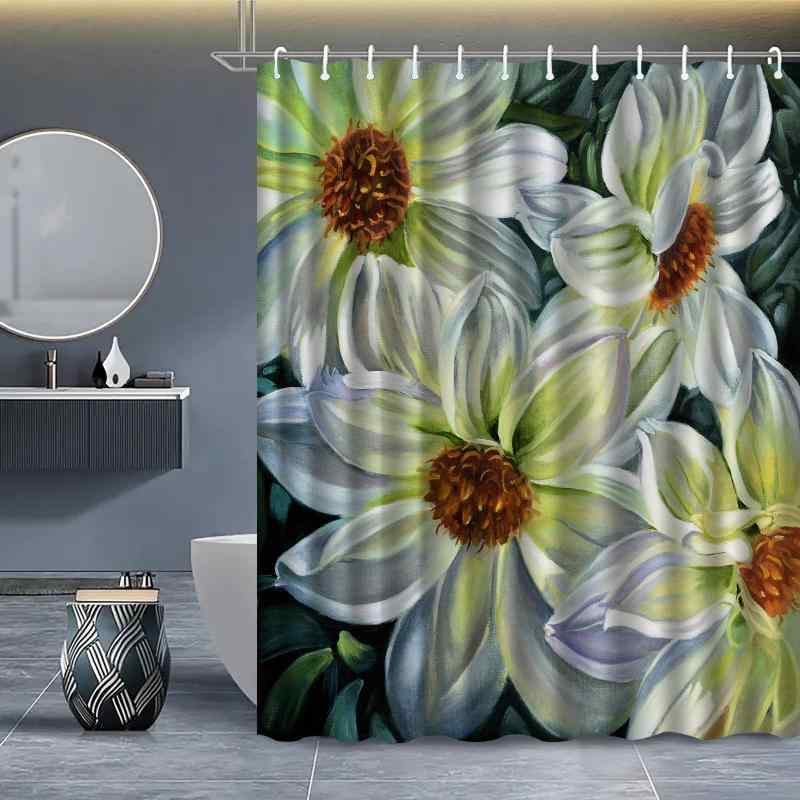 シャワーカーテン 浴室用 ユニットバス バスルーム ポリエステル 厚手 防水 防カビ デジタルプリント おしゃれ モダン柄 つっぱり棒式 穴あけ不要 賃貸OK 目隠し 間仕切り