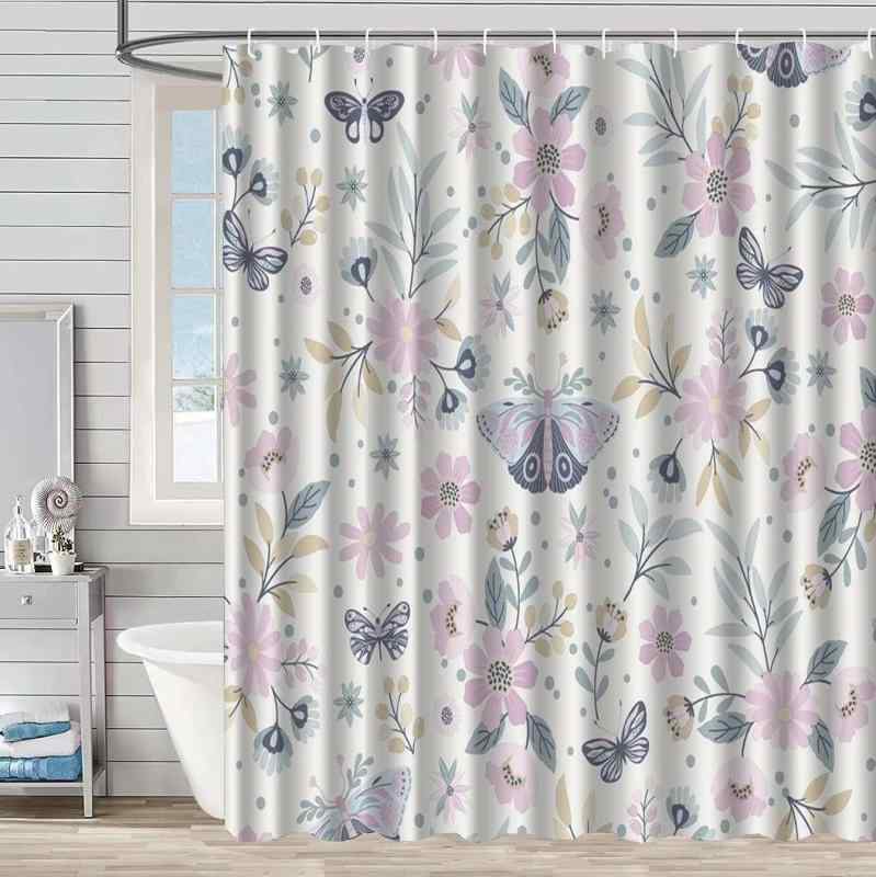 浴帘 バスルーム 防水 ポリエステル 目隠し 間仕切り 穴あけ不要 突っ張り棒 設置簡単 柄物 ドアカーテン 窓カーテン モダン シンプル