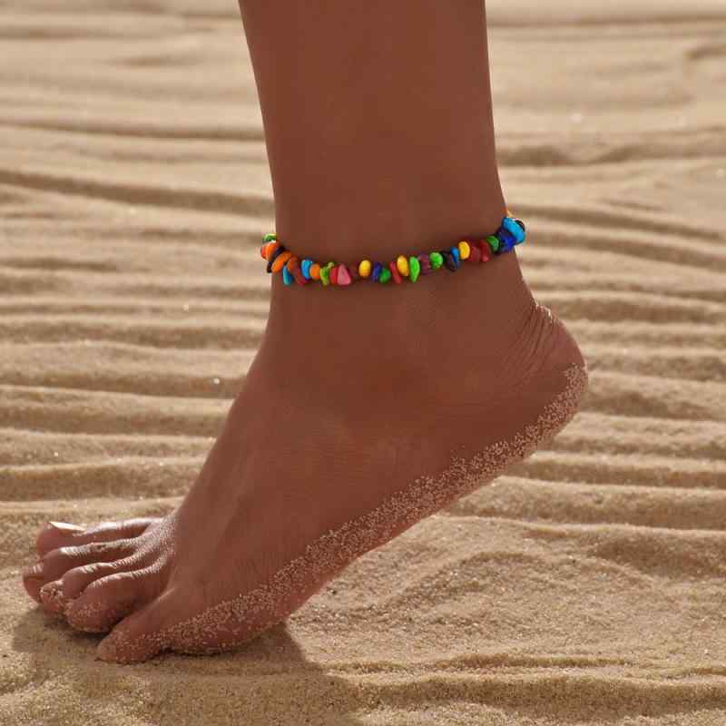 アンクレット ユニセックス ファッション 個性的 ランダム 不規則 カラフル ストーン 樹脂製 調節可能 リゾート ビーチ パーティー カジュアル 春夏