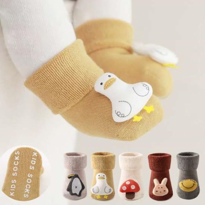 ソックス キッズ ベビー 男の子 女の子 男女兼用 秋冬 パイル地 保温 あたたかい 綿 無地 やわらか ル..