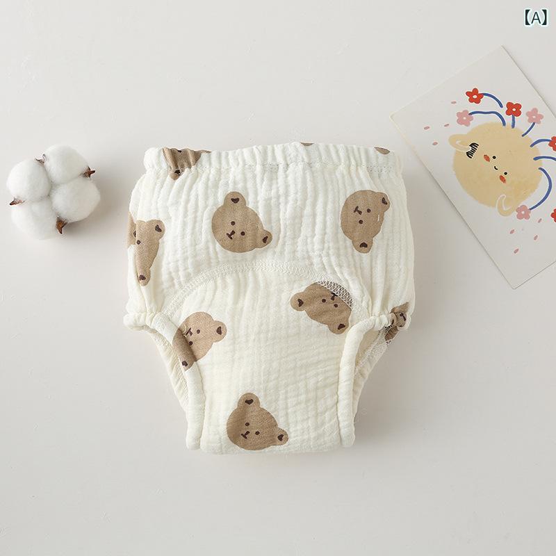 トレーニングパンツ ベビー 綿100% ガーゼ 防水 おねしょ対策 トイトレパンツ 吸水性 通気性 韓国風 子供 男の子 女の子 総柄 プリント