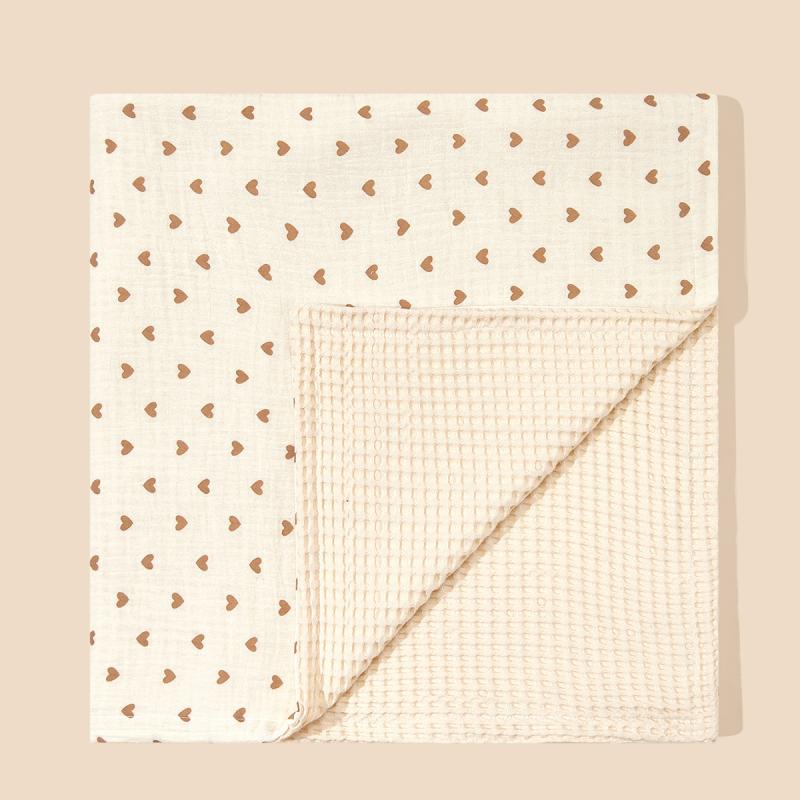 赤ちゃん 新生児 おくるみ ブランケット 綿 コットン 竹繊維 クレープ ワッフル織り ハニカムメッシュ 吸水性 通気性 軽量 柔らかい 無地 花柄 ハート柄 虹柄 お昼寝 冷房対策