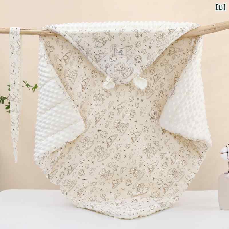 ベビーおくるみ 新生児 ガーゼ ドットフリース素材 中綿入り 厚手 ふわふわ 秋冬 抱っこ布団 スリーパー 退院時 産院用 防寒 保温