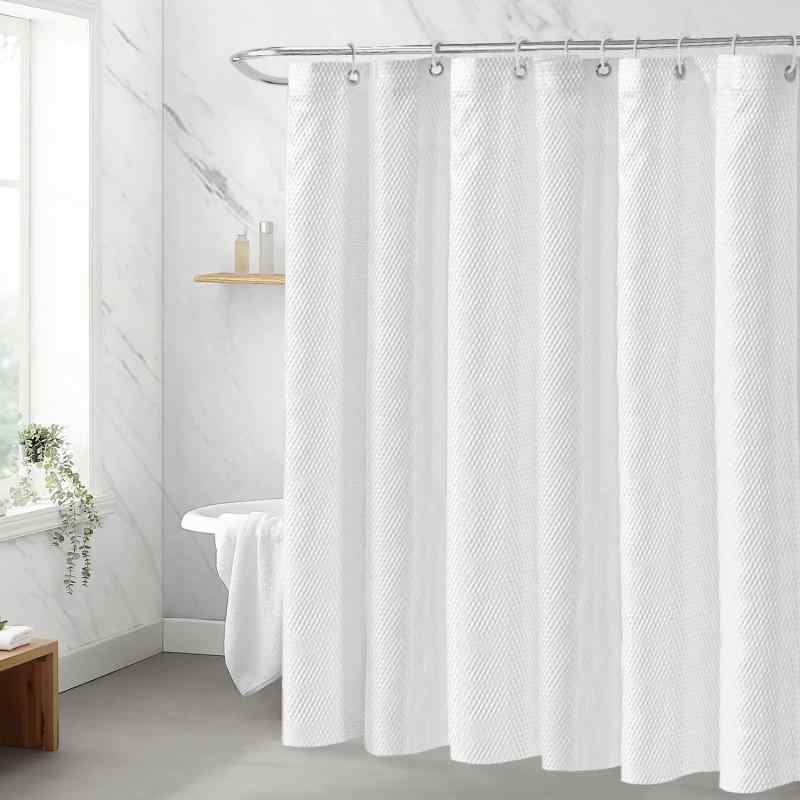 シャワーカーテン ポリエステル エンボス加工 泡模様 モダン シンプル 防水 防カビ バスルーム 間仕切り 目隠し ホワイト オフホワイト スカイブルー グレー 多色展開