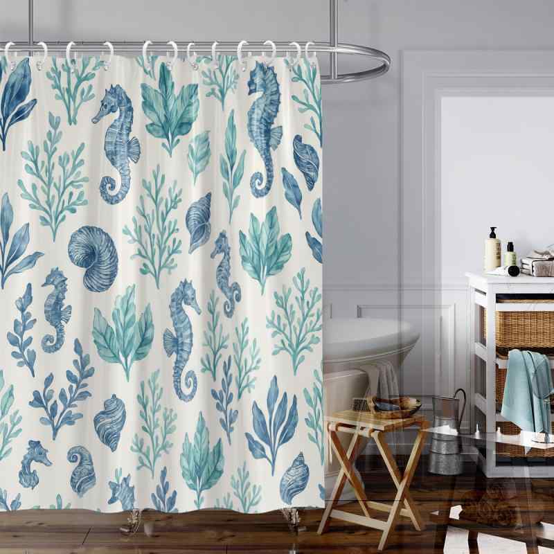 シャワーカーテン 浴室用 バスルーム お風呂 間仕切り 3Dプリント 防水 防カビ 撥水 厚手 ポリエステル製 目隠し モダン インテリア