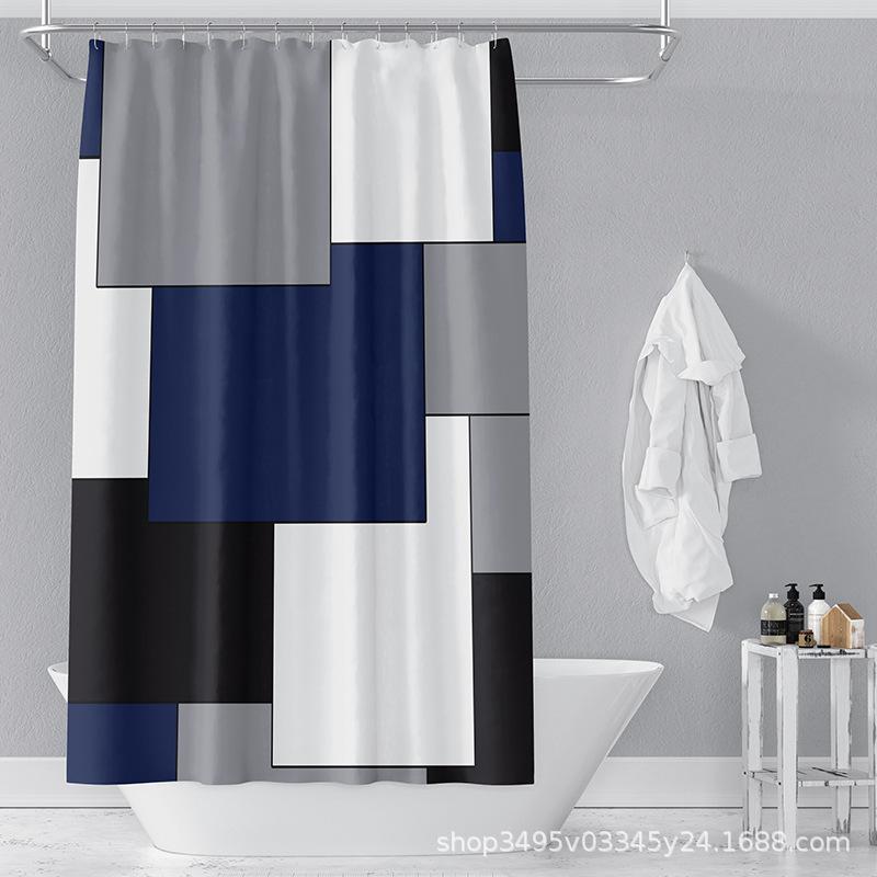 シャワーカーテン ポリエステル 厚手 防水 切り替えデジタルプリント 浴室 バスルーム 目隠し 間仕切り モダン シンプル おしゃれ デザイン柄 多色展開