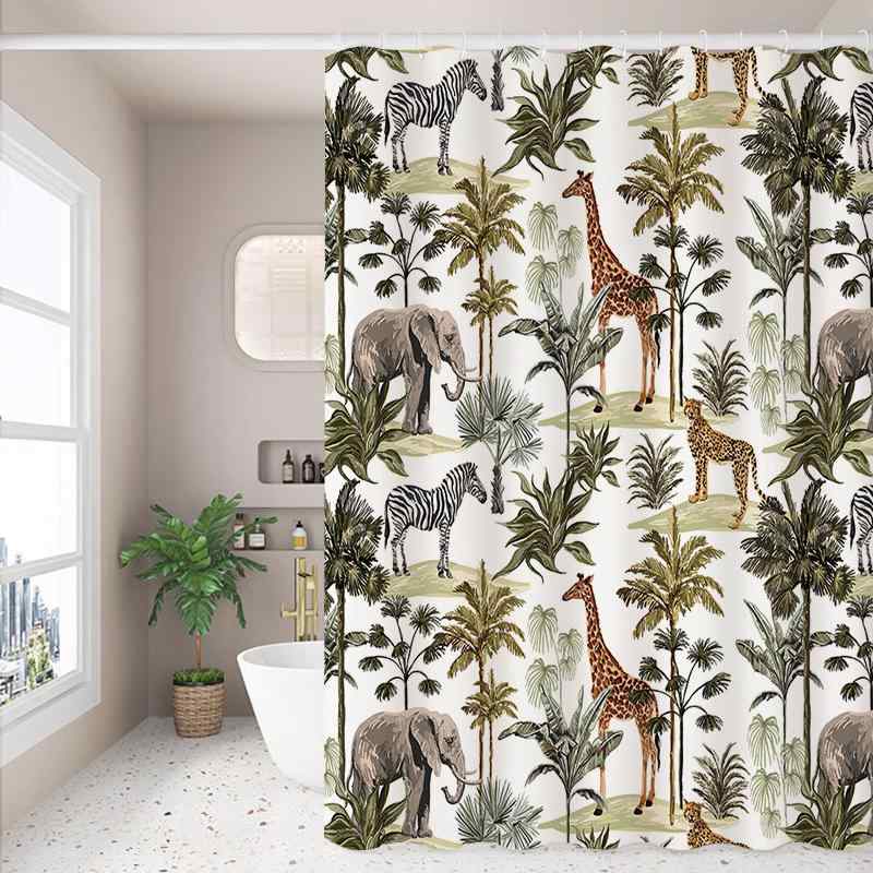 シャワーカーテン 浴室 バスルーム 防水 撥水 水はね防止 干湿分離 間仕切り 目隠し つっぱり棒式 穴あけ不要 ポリエステル製 おしゃれ