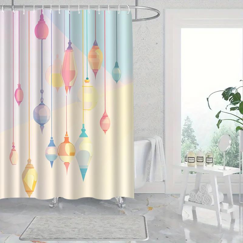 シャワーカーテン 防水 ポリエステル はっ水加工 デジタルプリント 高級感 浴室用 バスルームカーテン 間仕切り 目隠し 脱衣所 突っ張り棒対応 華やか おしゃれ
