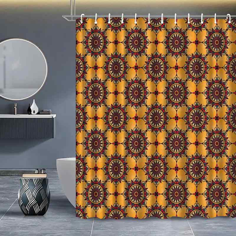 シャワーカーテン 幾何学模様 ポリエステル 防水 防カビ 撥水 デジタルプリント モダン シンプル おしゃれ 浴室 バスルーム 目隠し