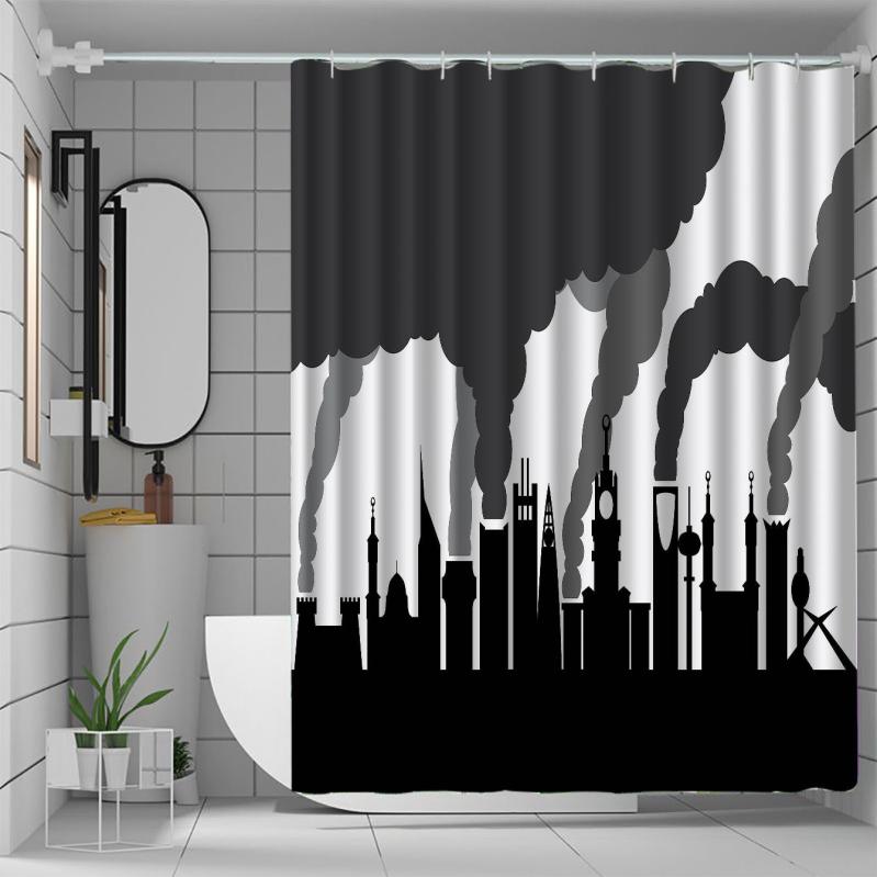 シャワーカーテン 個性的な花柄デザイン 浴室用 間仕切り 防水 ポリエステル 田園風 ナチュラルテイスト 穴あけ不要 バス用品 インテリア