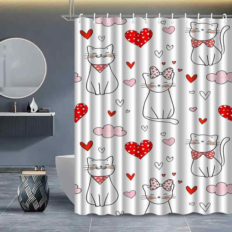 シャワーカーテン おしゃれなプリント柄 モダンデザイン 浴室 バスルーム 間仕切り 目隠し 防水 撥水加工 ポリエステル製 穴あけ不要 突っ張り棒対応