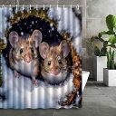 シャワーカーテン かわいい ねずみ柄 アニマル柄 3D デジタルプリント 防水 撥水 ポリエステル 浴室 バスルーム お風呂 洗面所 目隠し 間仕切り